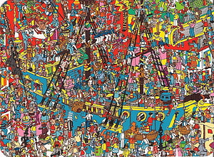 Where's Wally Crowded Ship Scene with Hundreds of Characters and Hidden Details HD wallpaper