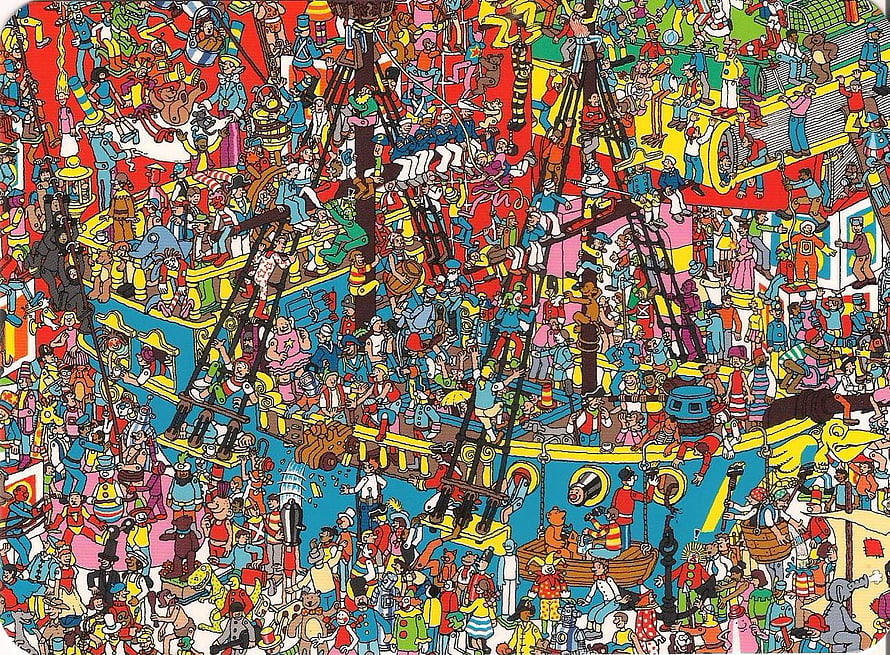 Where's Wally Crowded Ship Scene with Hundreds of Characters and Hidden Details HD wallpaper