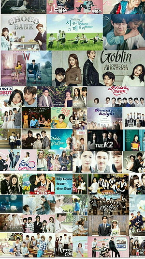 Korean Drama Poster Collage Featuring Goblin, W, Choco Bank, and Dream Knight HD phone wallpaper