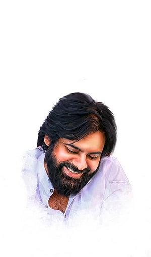 Portrait of a smiling man with a beard and dark hair wearing a white shirt, PSPK Smile by DPTouch, #pspk HD phone wallpaper