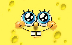 SpongeBob SquarePants Close-Up Face With Big Blue Eyes And Cheerful Smile HD wallpaper