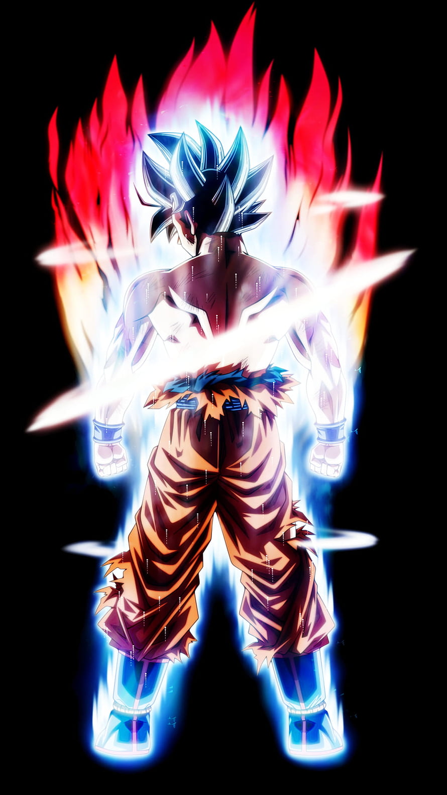 Goku Ultra Instinct Anime Character with Fiery Aura and Glowing Energy HD phone wallpaper