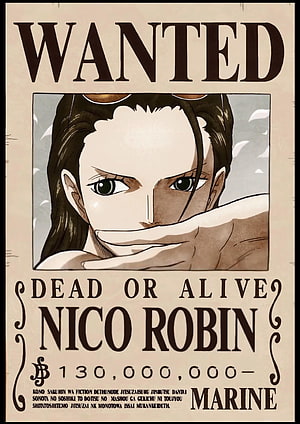 Nico Robin Wanted Poster from One Piece with Marine Bounty and Dead or Alive Notice HD phone wallpaper