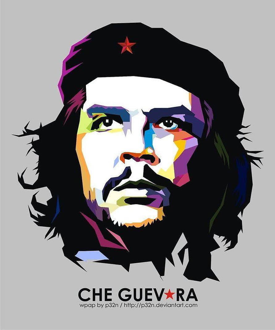 Colorful Geometric Portrait of Che Guevara with Star Beret HD phone wallpaper