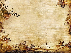 Antique Sepia Floral Border on Distressed Paper Texture HD wallpaper