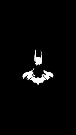 Minimalist White Batman Silhouette on Black Background, Batman Oled, black amoled batman HD phone wallpaper
