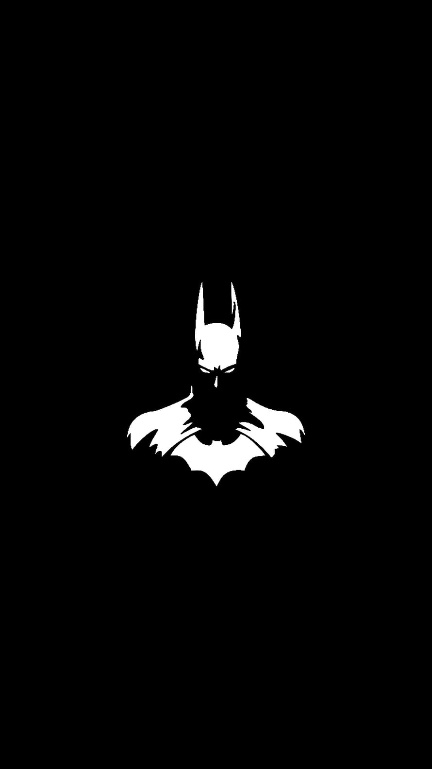 Minimalist White Batman Silhouette on Black Background, Batman Oled, black amoled batman HD phone wallpaper