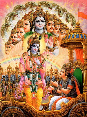 Lord Krishna and Balarama in the Chariot with Seven Hoods of Adishesha HD phone wallpaper