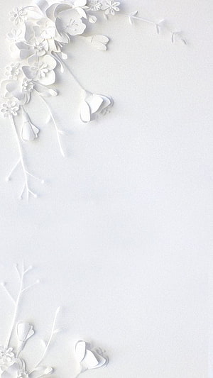 Minimalist White Paper Cutout Floral Branches on Soft Background HD phone wallpaper