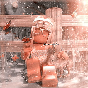Roblox Girl With Glasses And Rabbit In Snowy Forest With Butterflies HD phone wallpaper