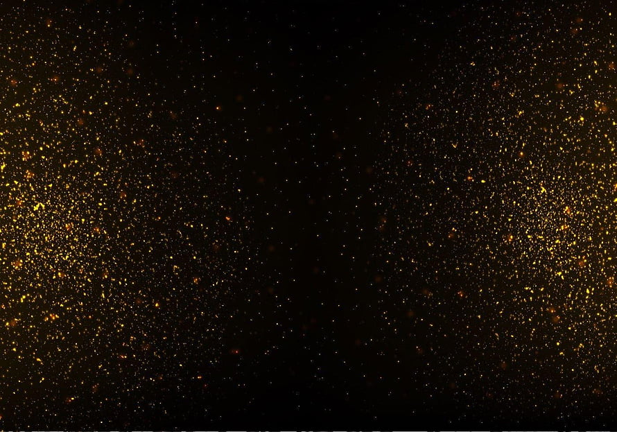 Gold Glitter Texture on Black Background with Sparkling Particles and Dark Center HD wallpaper