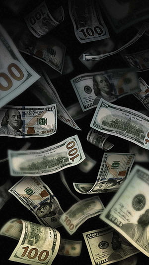 Falling One Hundred Dollar Bills Against Dark Background HD phone wallpaper