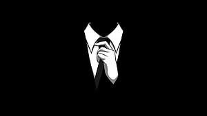 Anonymous Businessman Adjusting Tie On Black Background, Black Hat Hacker, white hacker HD wallpaper