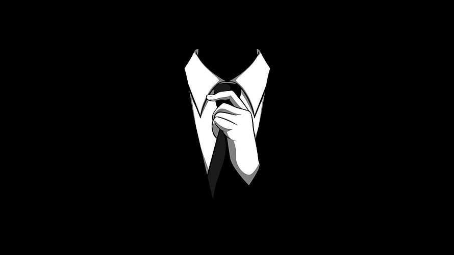 Anonymous Businessman Adjusting Tie On Black Background, Black Hat Hacker, white hacker HD wallpaper