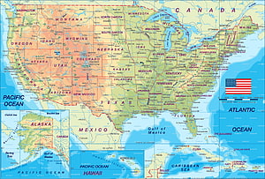 Detailed Political Map of the United States with State Boundaries and Major Cities HD wallpaper