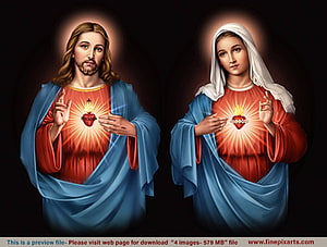 Sacred Heart of Jesus and Immaculate Heart of Mary Religious Art HD wallpaper