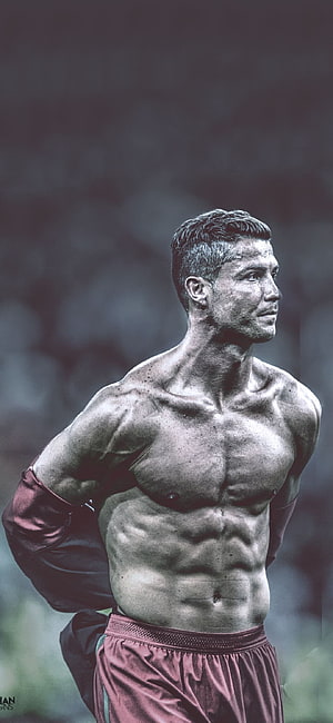 Cristiano Ronaldo Shirtless Portrait Showing Defined Abs and Muscular Physique HD phone wallpaper