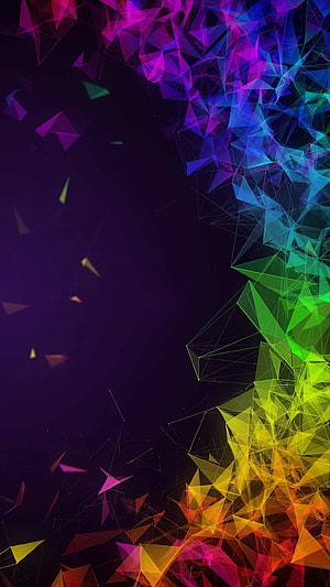 Vibrant Rainbow Geometric Polygon Abstract Background HD phone wallpaper