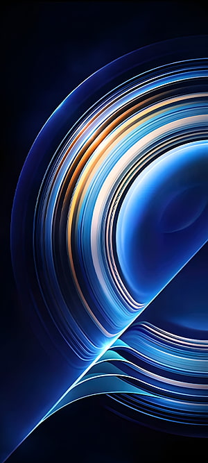 Redmi K50 Pro Abstract Blue and Gold Flowing Light Ribbons on Dark Background HD phone wallpaper