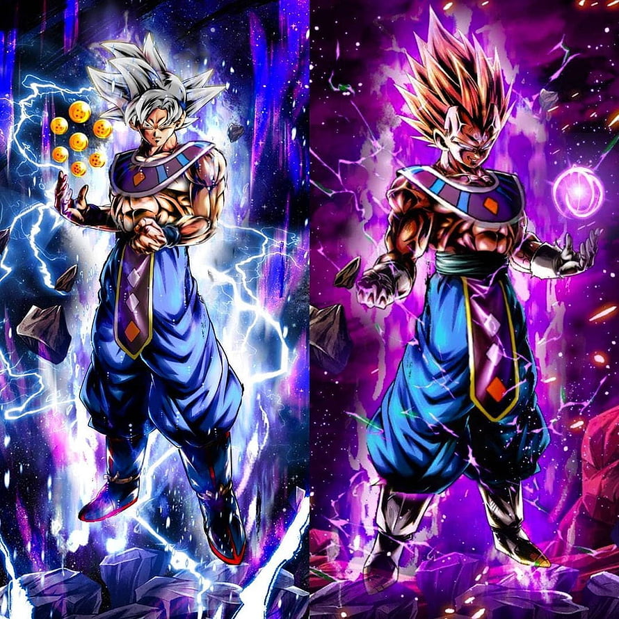 Goku and Vegeta God of Destruction Forms in Dragon Ball Legends Anime Art HD phone wallpaper