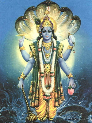 Lord Vishnu Reclining on Shesha Naga in the Cosmic Ocean of Milk HD phone wallpaper