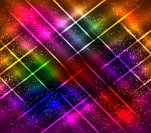 Vibrant Neon Laser Grid Abstract Background With Glittering Stars HD wallpaper