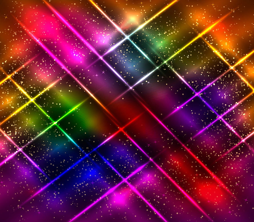 Vibrant Neon Laser Grid Abstract Background With Glittering Stars HD wallpaper