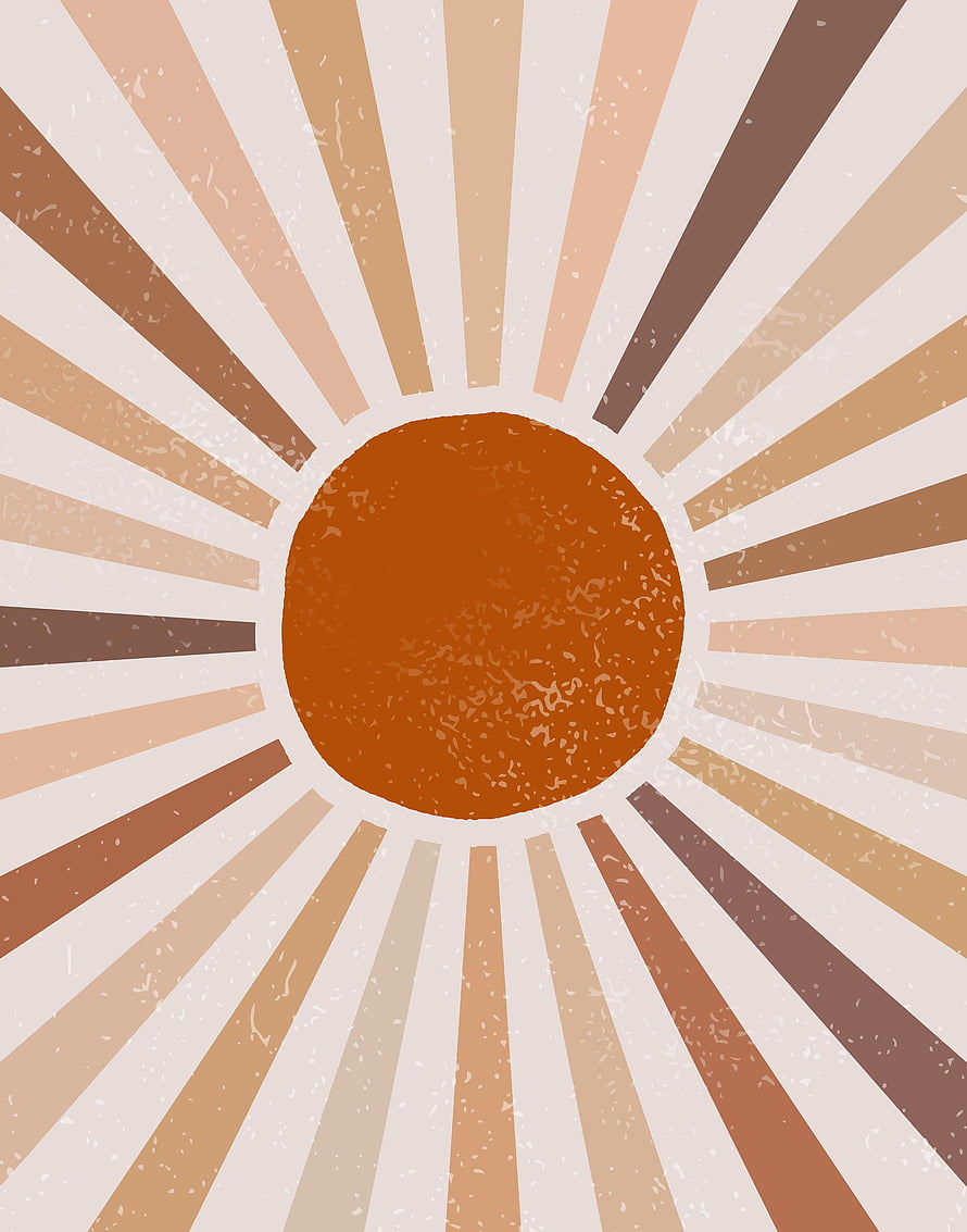 Boho Terracotta Sunburst with Radiating Rays and Vintage Texture HD phone wallpaper