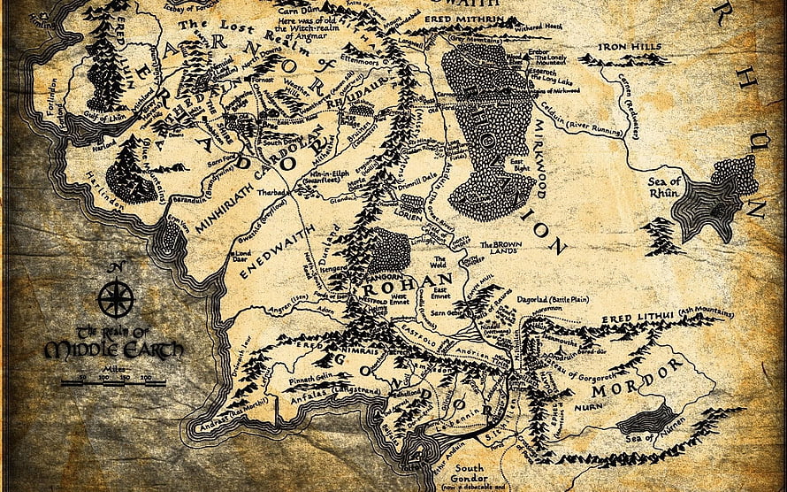 The Lord of the Rings Middle Earth Fantasy Map with Detailed Regions and Locations HD wallpaper