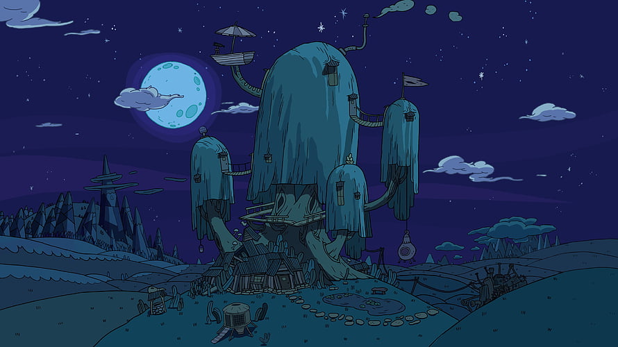 Adventure Time Tree House Night Scene Wallpaper HD wallpaper