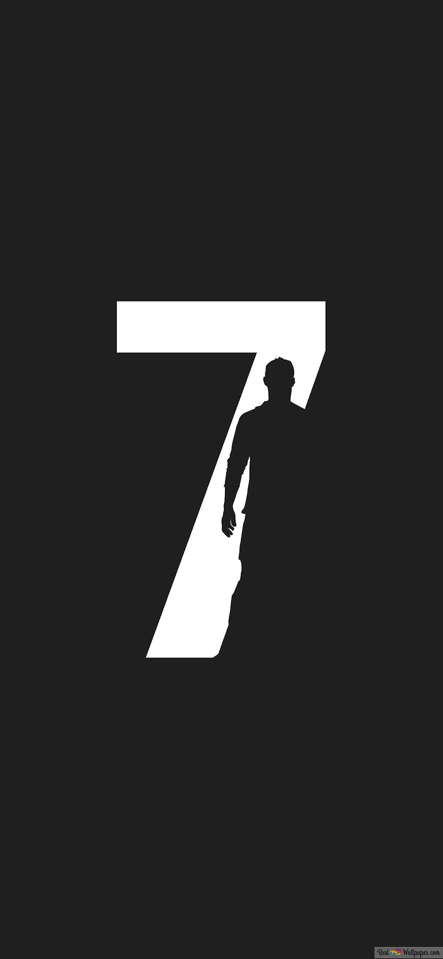 Minimalist Cristiano Ronaldo Silhouette Number 7 Black And White Wallpaper HD phone wallpaper