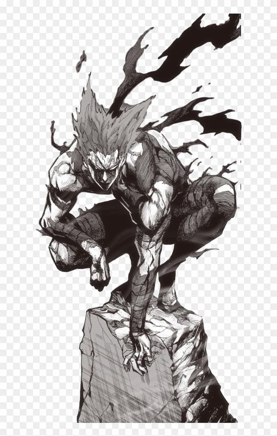Garou from One Punch Man in a Dynamic Crouching Pose with Dark Energy Effects, Garou One Punch Man Png HD phone wallpaper
