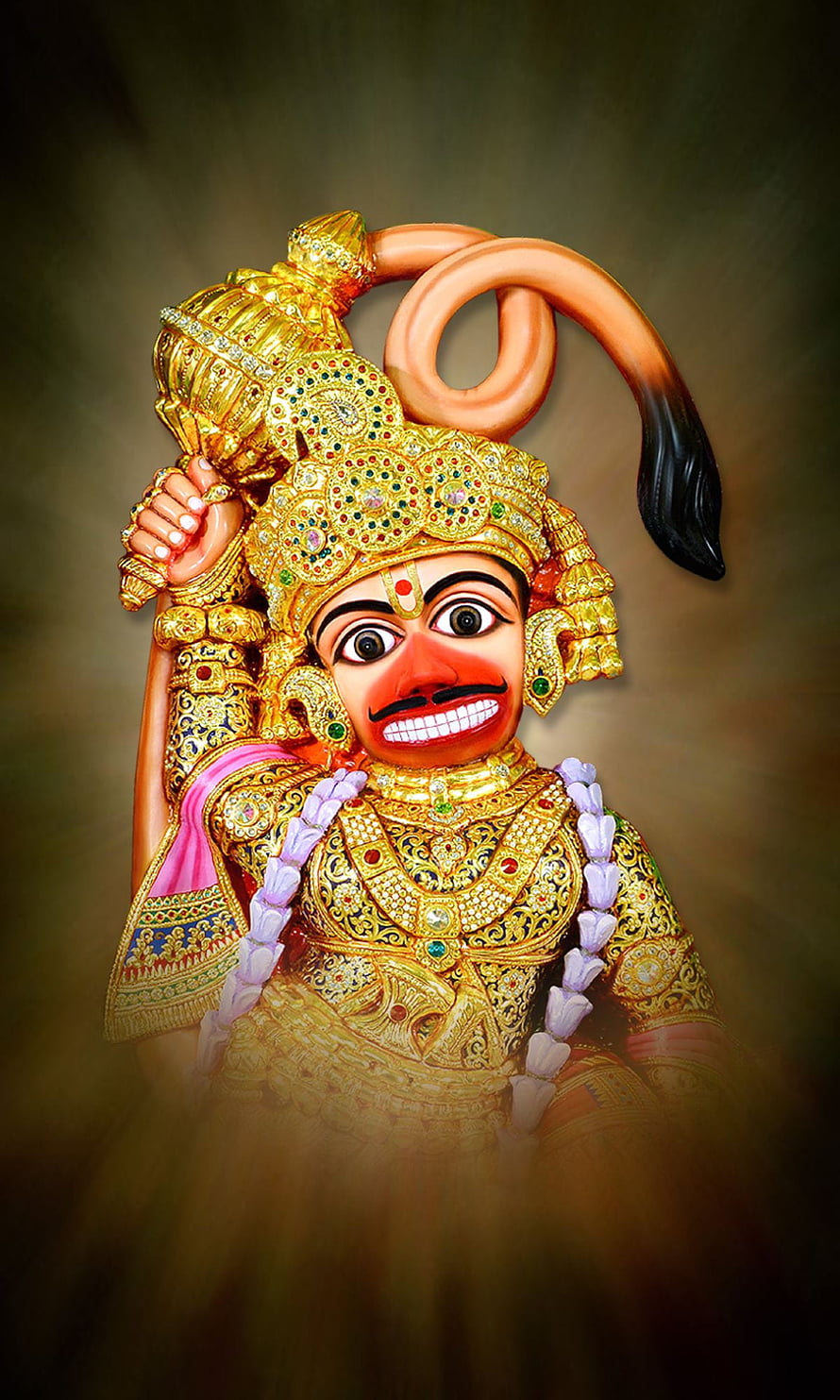 Colorful Kumbhakarna Statue With Golden Crown And Mace HD phone wallpaper