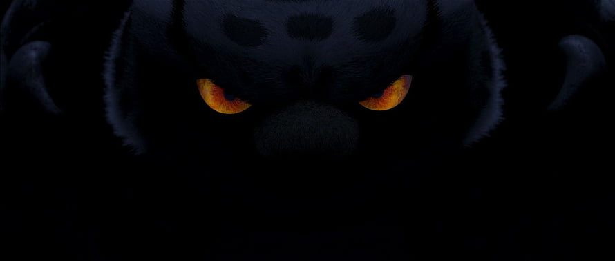 Tai Lung from Kung Fu Panda with glowing orange eyes in dark shadow HD wallpaper