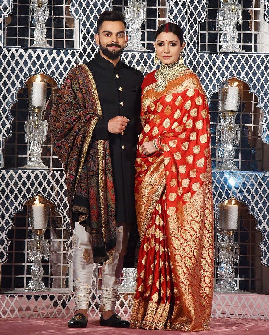 Virat Kohli and Anushka Sharma in Traditional Indian Wedding Attire HD phone wallpaper