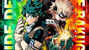 My Hero Academia Deku and Bakugo Side by Side Anime Character Art HD wallpaper