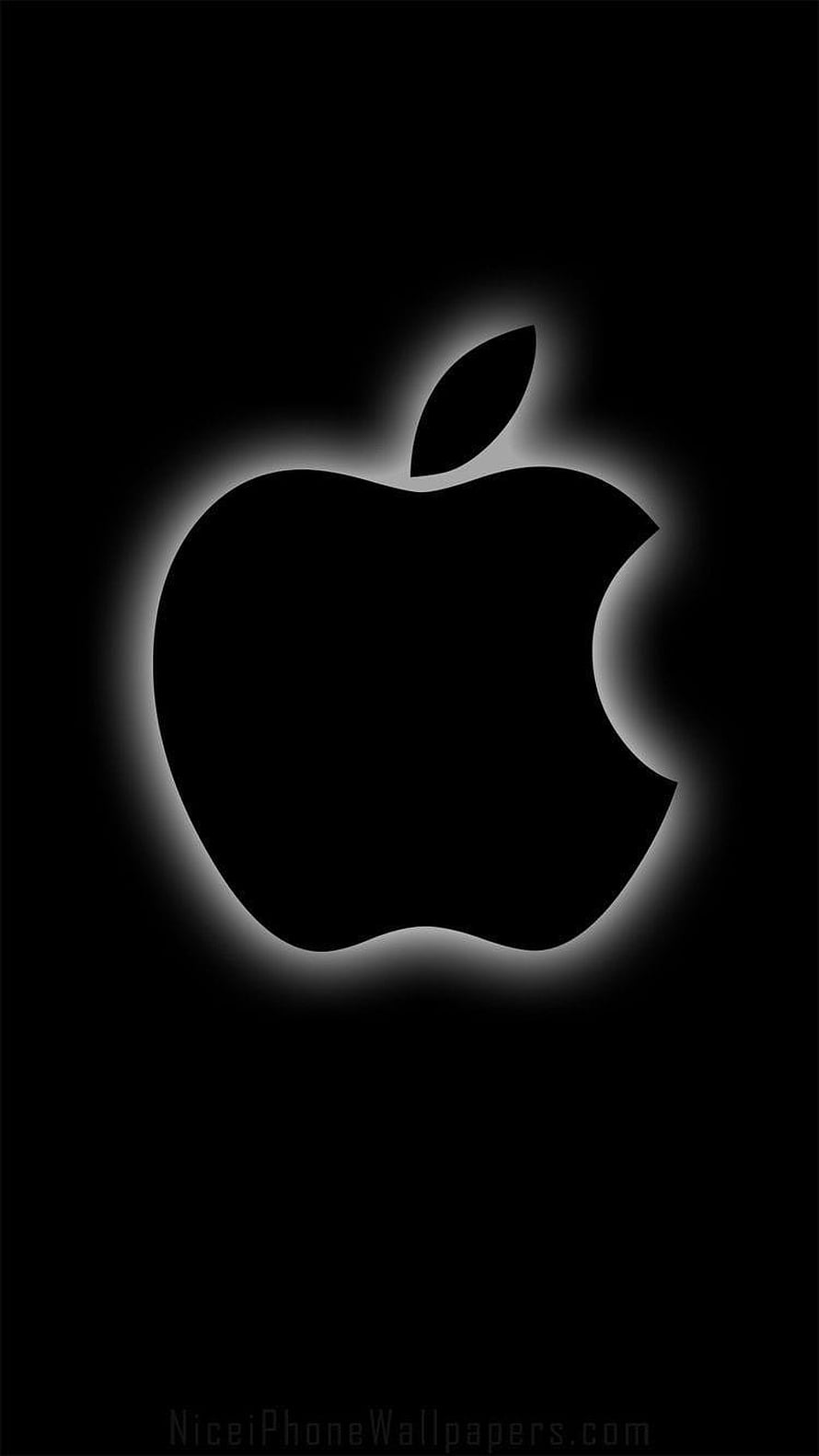 Glowing Apple Logo on Black Background Minimalist Wallpaper HD phone wallpaper