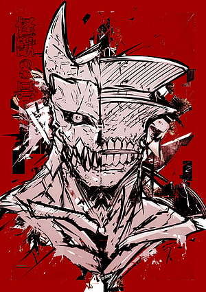 Kaiju No. 8 Monster Portrait with Jagged Grin and Red Glitch Art Style HD phone wallpaper