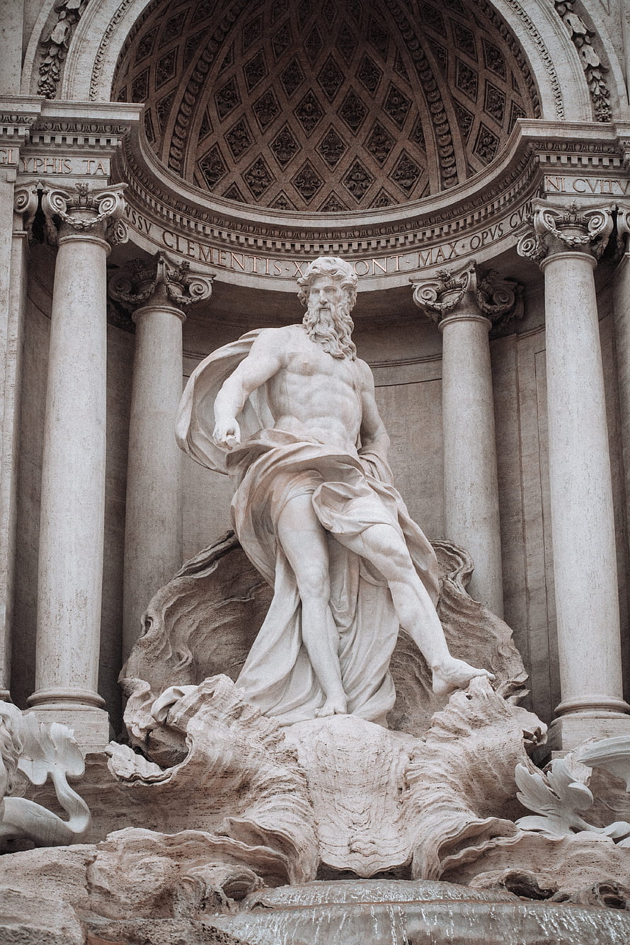 Statue of River God Tiber in the Trevi Fountain, Rome, Italy HD phone wallpaper