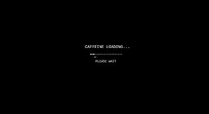 Minimalist Black Loading Screen with Caffeine Text and Progress Bar HD wallpaper