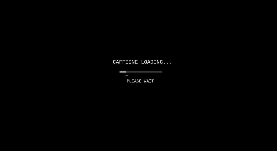 Minimalist Black Loading Screen with Caffeine Text and Progress Bar HD wallpaper