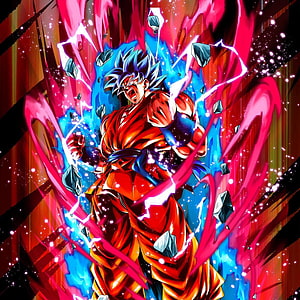 Goku Super Saiyan Blue Kaioken Anime Character Artwork HD phone wallpaper