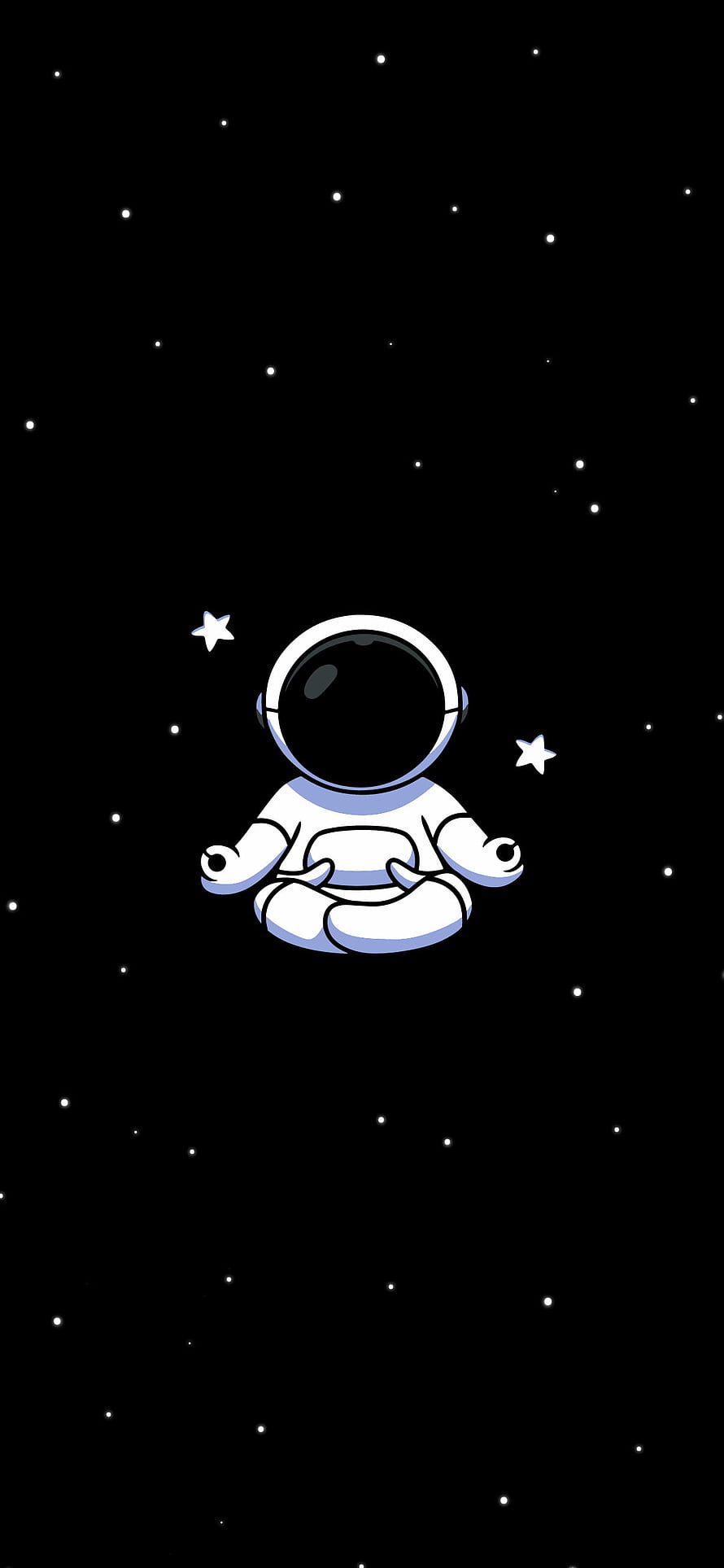 Cute Astronaut Meditating in Space with Stars on Black Background HD phone wallpaper