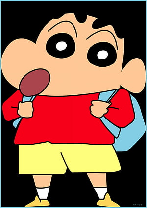Crayon Shin-chan Anime Character Illustration with Red Shirt and Yellow Shorts HD phone wallpaper