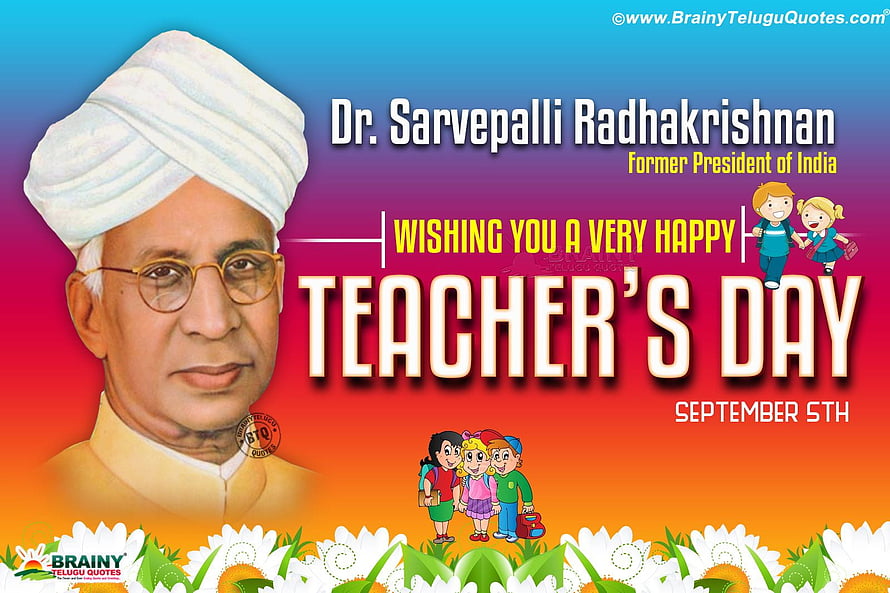 Dr. Sarvepalli Radhakrishnan Teacher's Day Greeting Card with Children and Flowers HD wallpaper