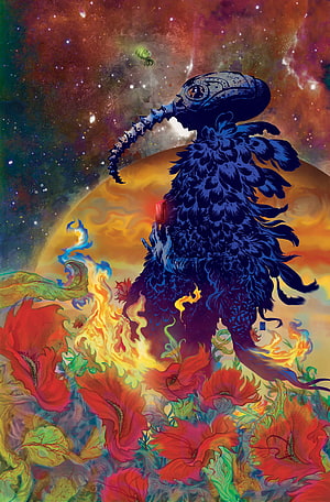 Sandman Dream of the Endless Morpheus Cosmic Bird and Flower Field Illustration, Sandman Fond D'écran Called Dream Of The Endless Morpheus, dc sandman mobile HD phone wallpaper