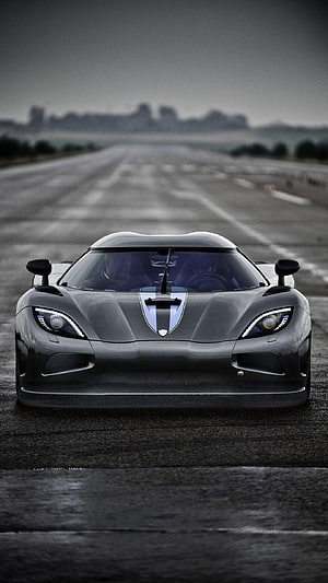 Koenigsegg Agera Front View on a Misty Airfield Runway HD phone wallpaper