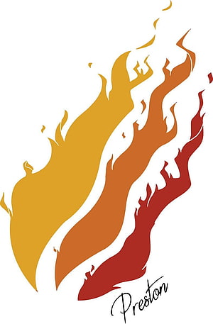 PrestonPlayz Stylized Fire Flame Logo Design in Orange and Red HD phone wallpaper