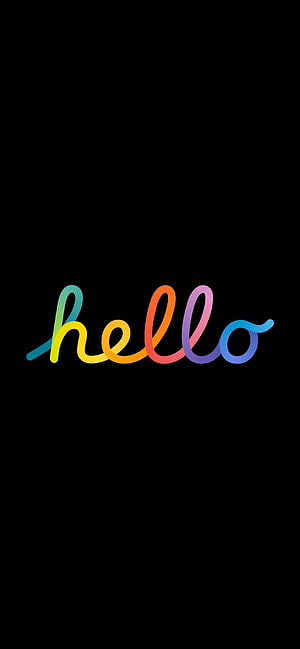 Colorful Rainbow Gradient Hello Script on Black Background HD phone wallpaper