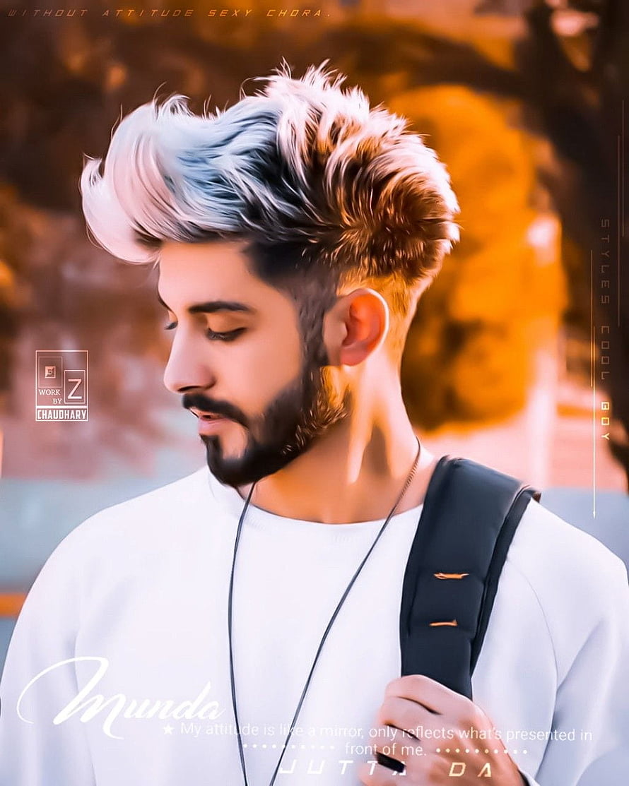 Portrait of a stylish young man with bleached blonde hair and beard wearing a white shirt and carrying a backpack, HANDSOME BOY'S DP.......CHAUDHARY.INC, stylish boy dp HD phone wallpaper
